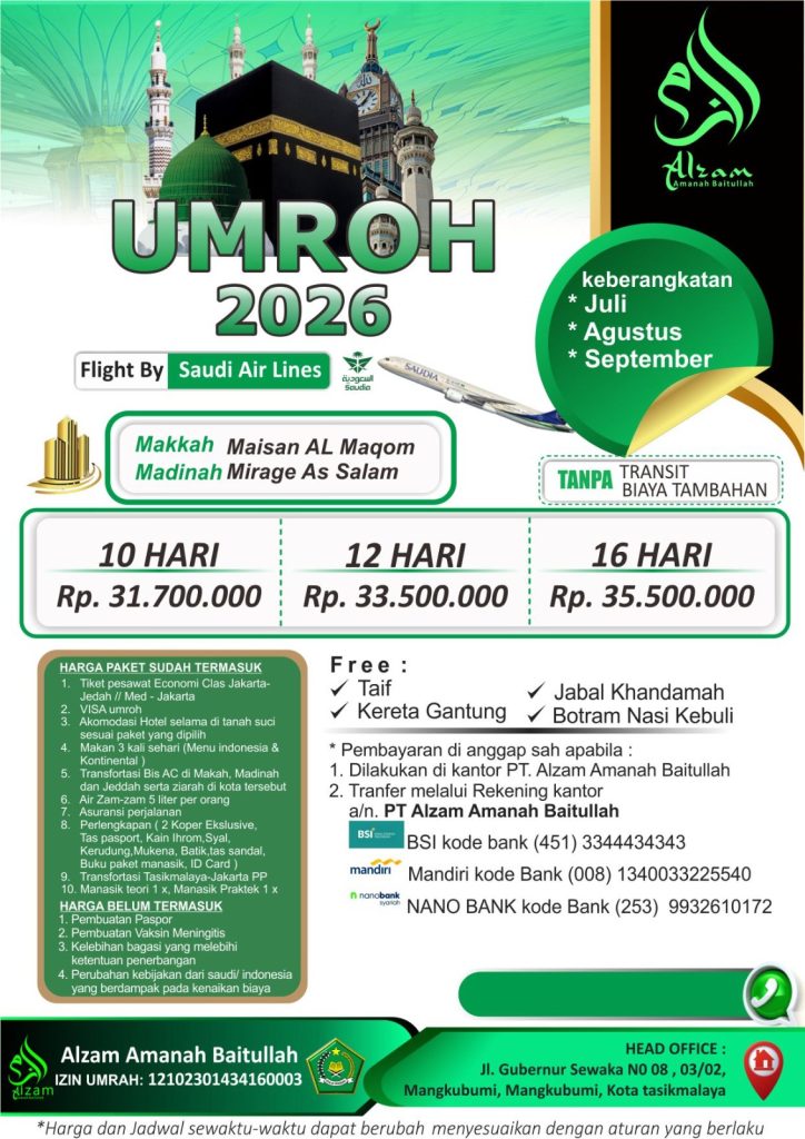 Umroh 10 Hari Alzam Tour